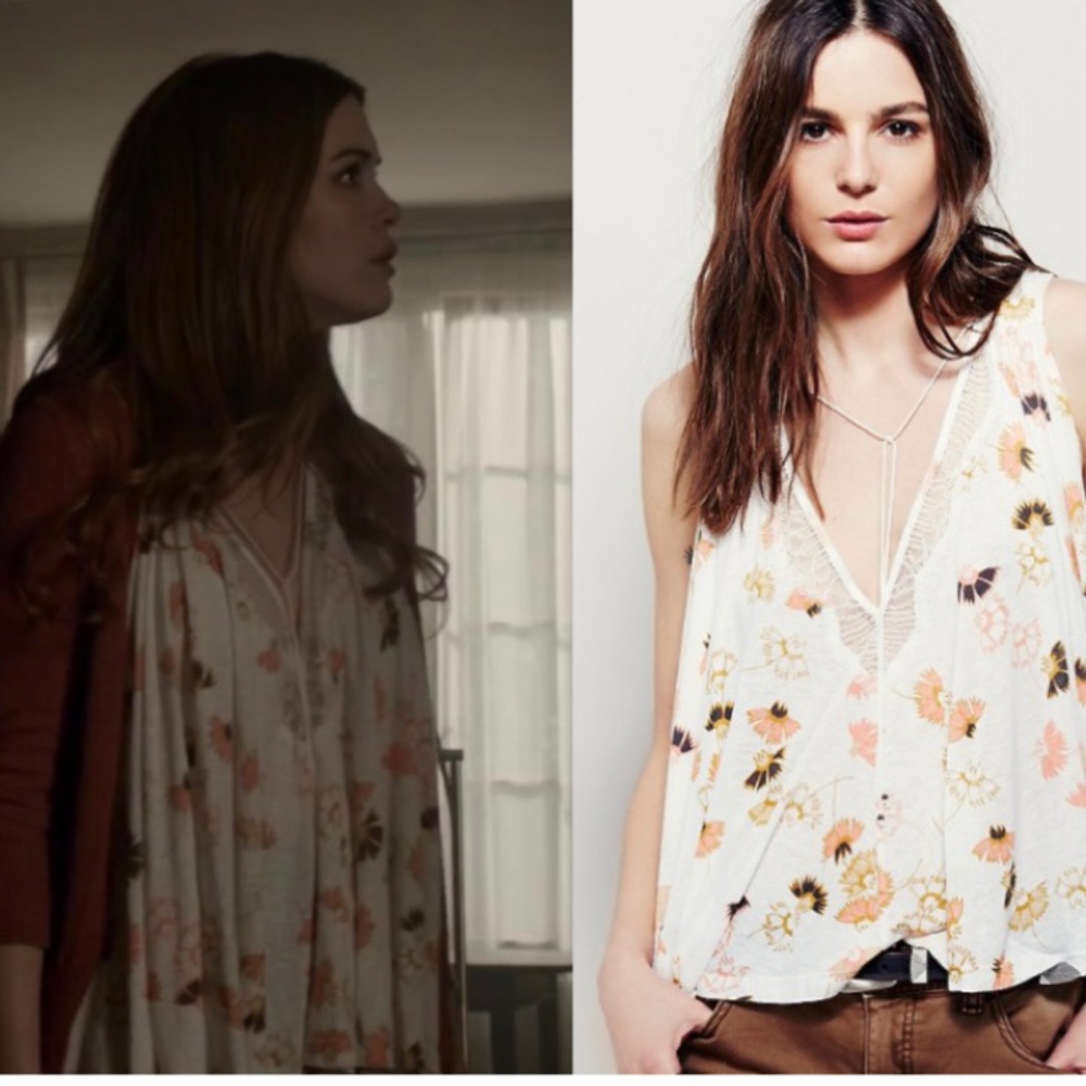 Floral Sleeveless Top - White and Orange